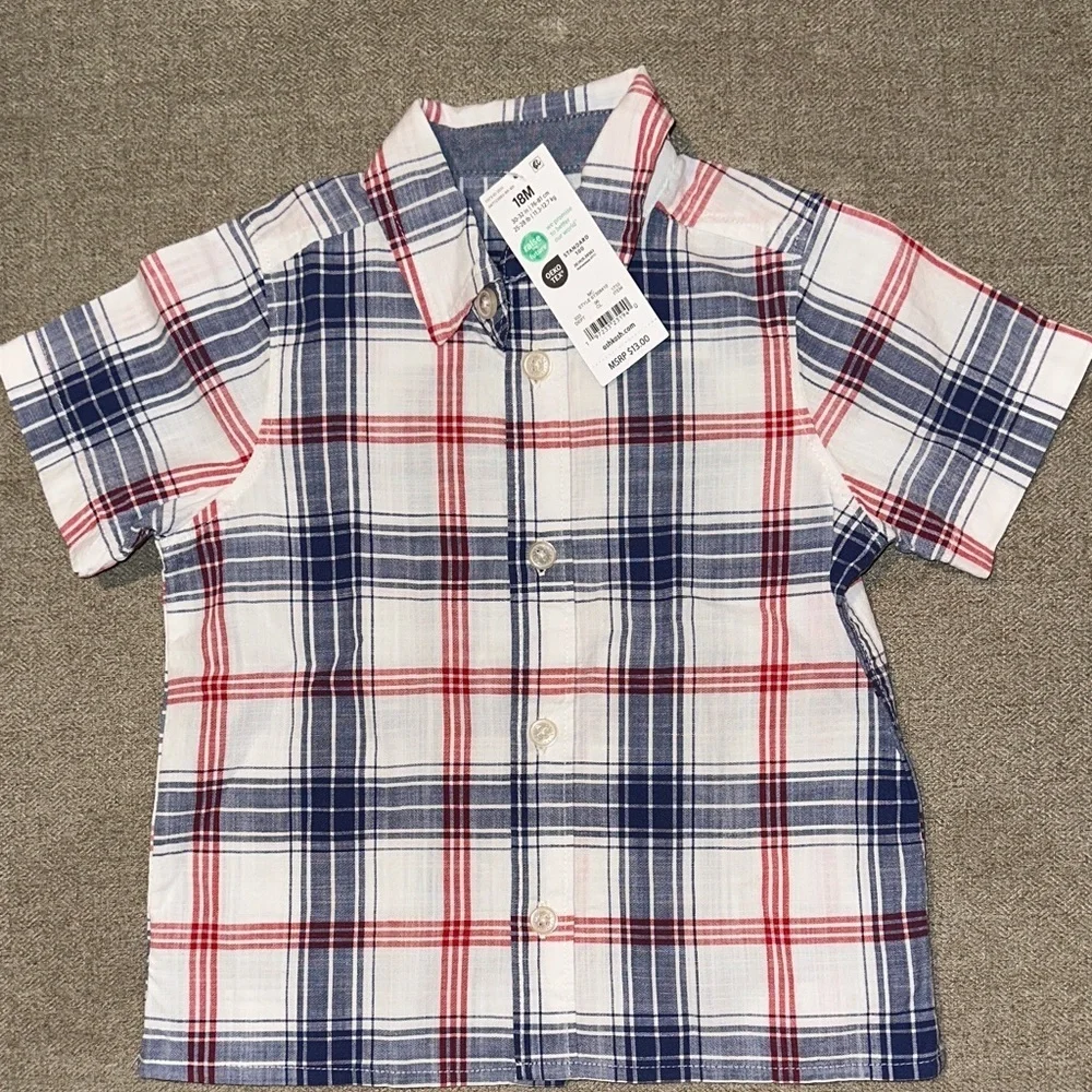 OshKosh B'gosh Red and Blue Plaid Button Down Shirt